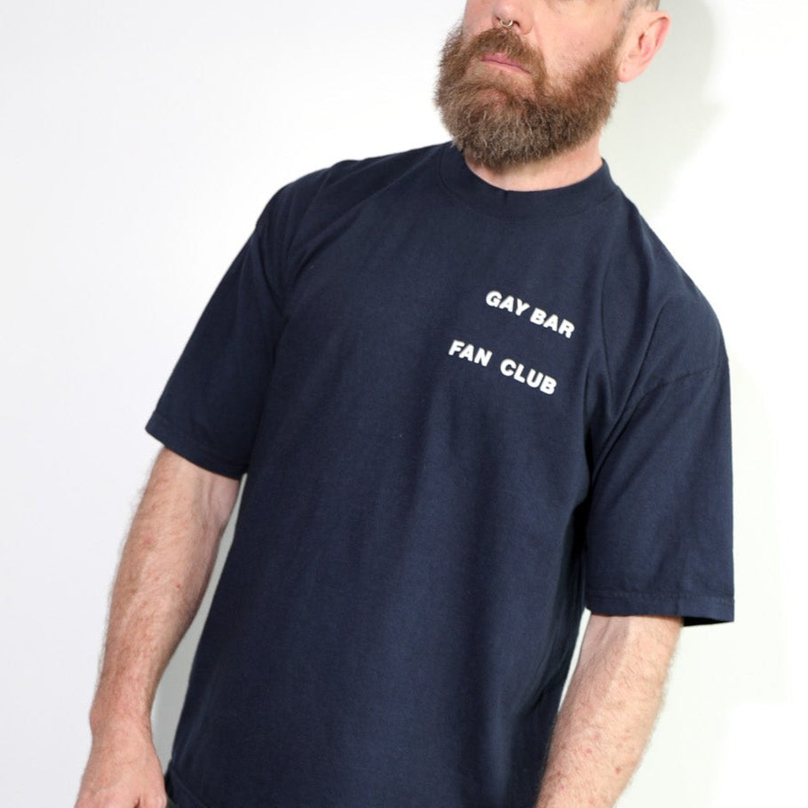 Gay Bar Fan Club Spaced Logo Tee Navy Blue