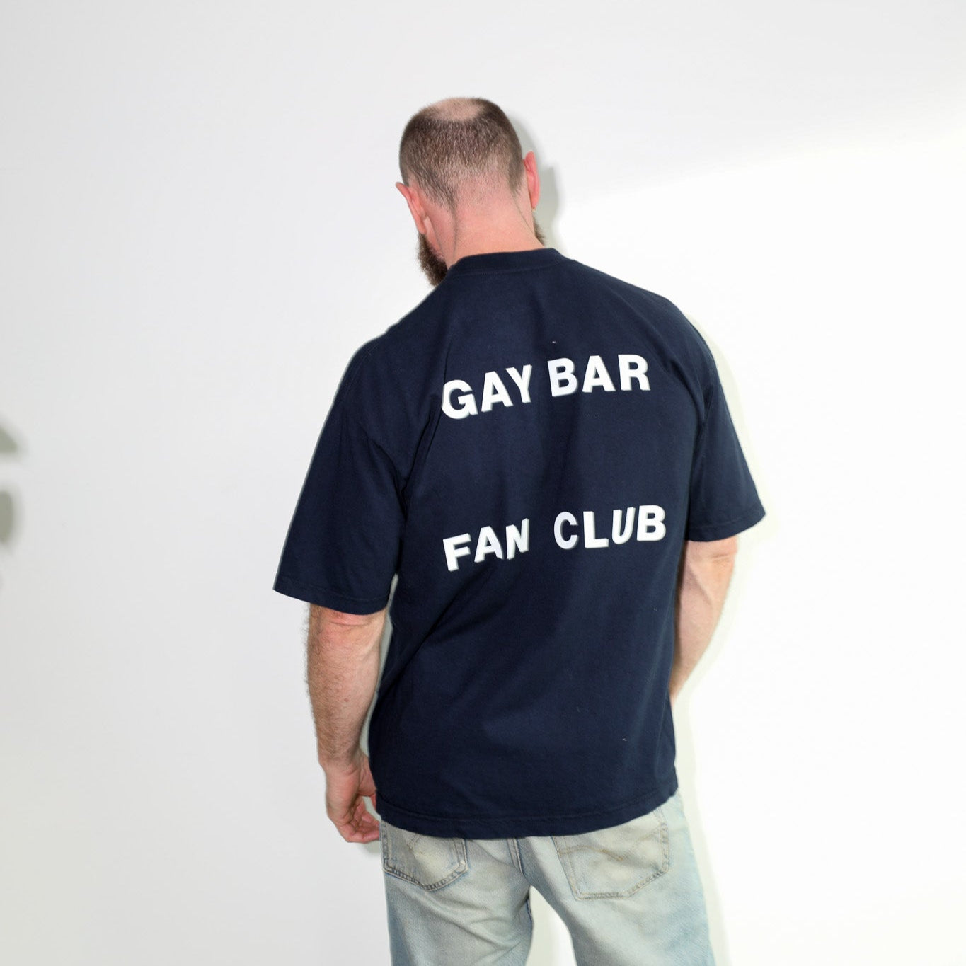 Gay Bar Fan Club Spaced Logo Tee Navy Blue